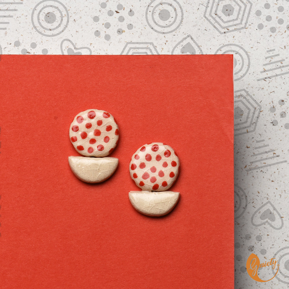 Retro Doodle Earrings Collection-Polka Dot Studs -E10