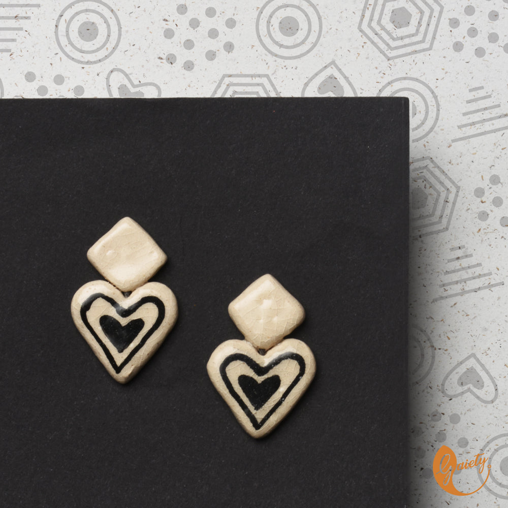 Retro Doodle Earrings Collection-Retro Heart Studs -E8