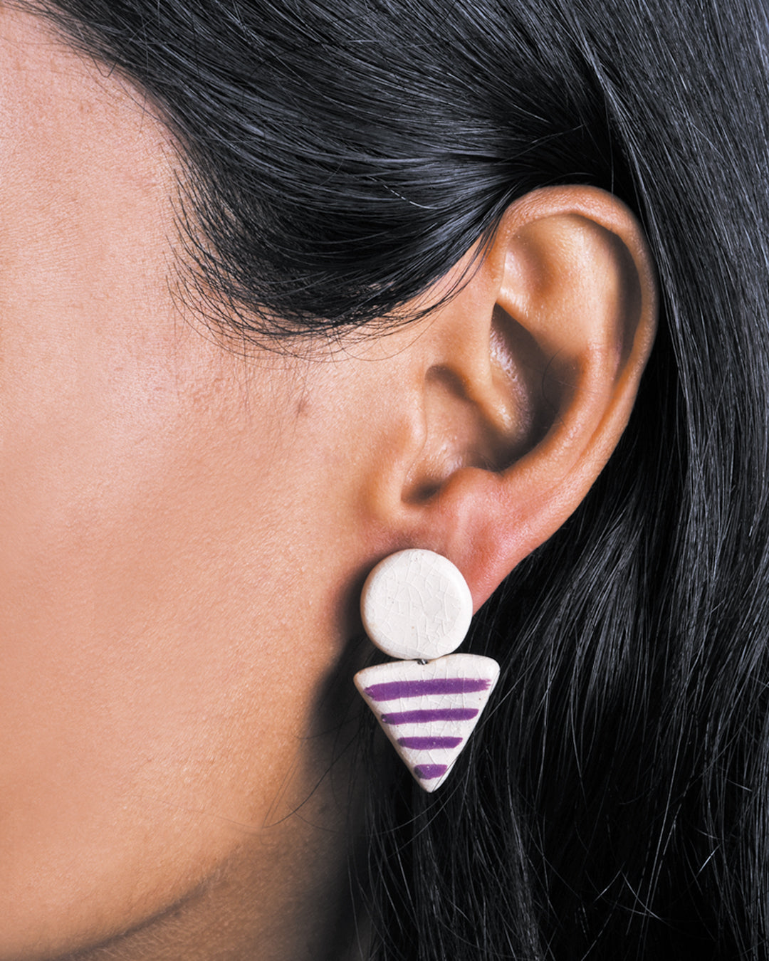 Retro Doodle Earrings Collection-Breton Stripes Studs -E6
