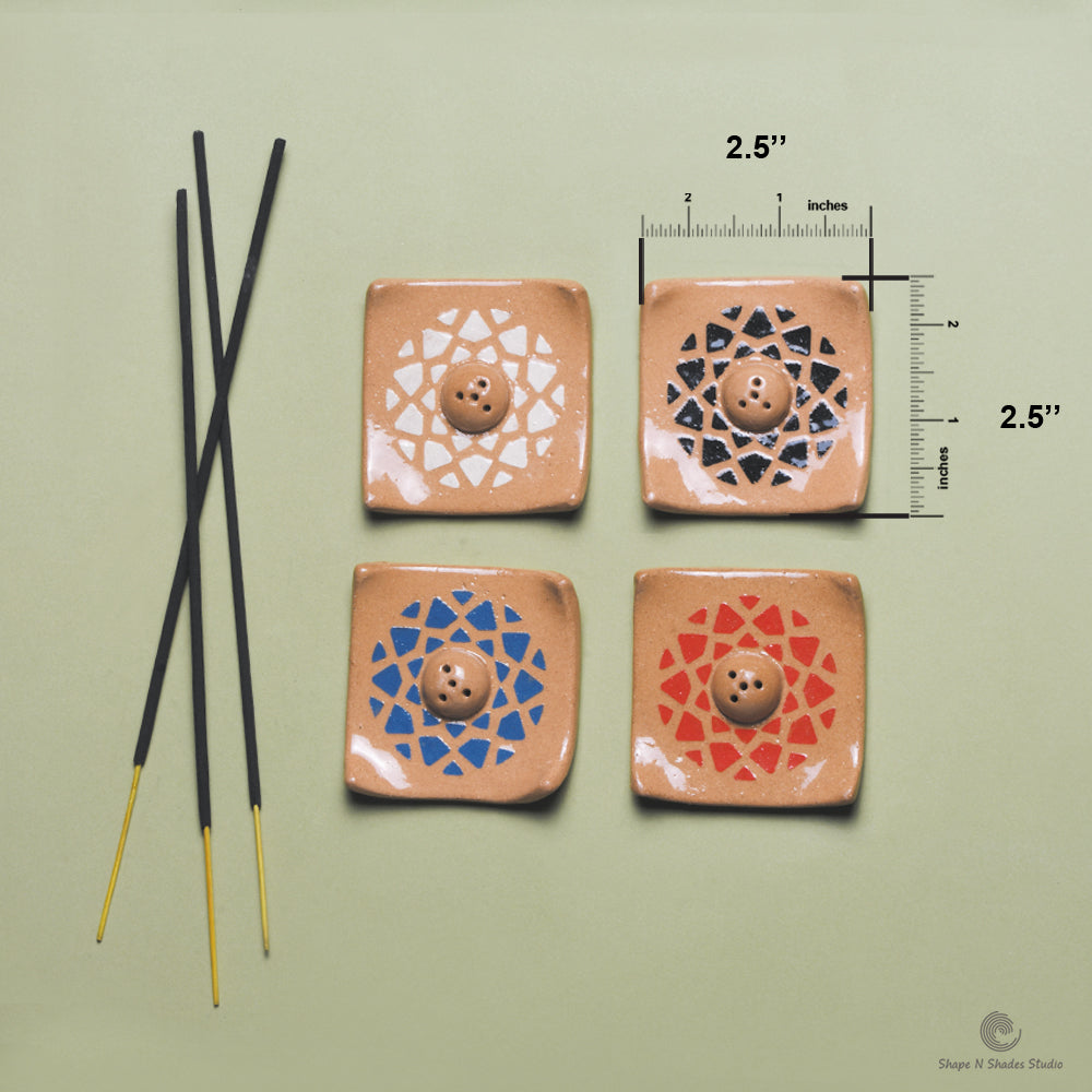 Handmade Ceramic Small Square Shape Incens Stick Holder