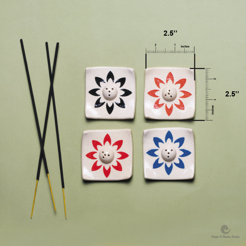 Handmade Ceramic Small Square Shape Incens Stick Holder