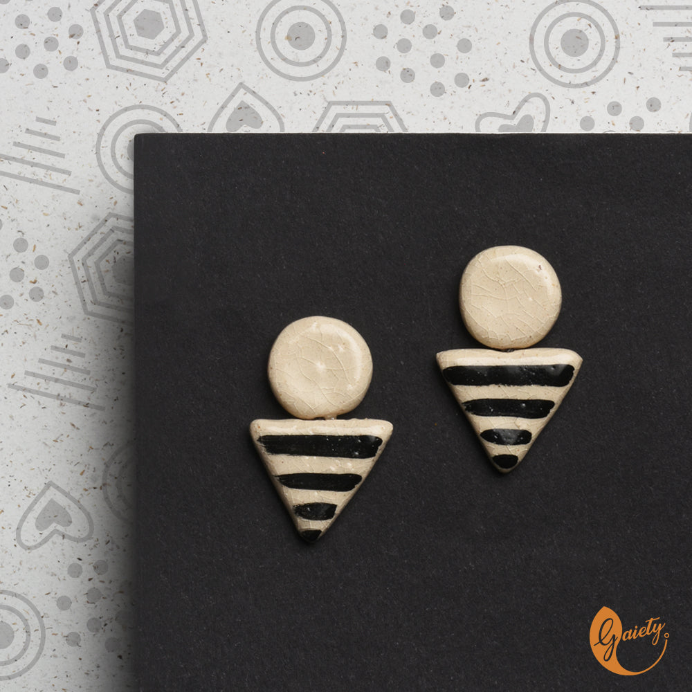 Retro Doodle Earrings Collection-Breton Stripes Studs -E6