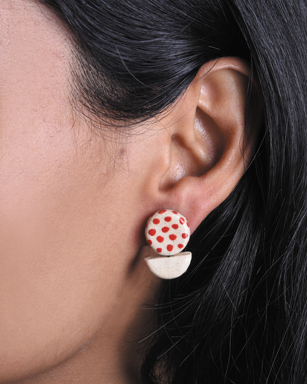 Retro Doodle Earrings Collection-Polka Dot Studs -E10