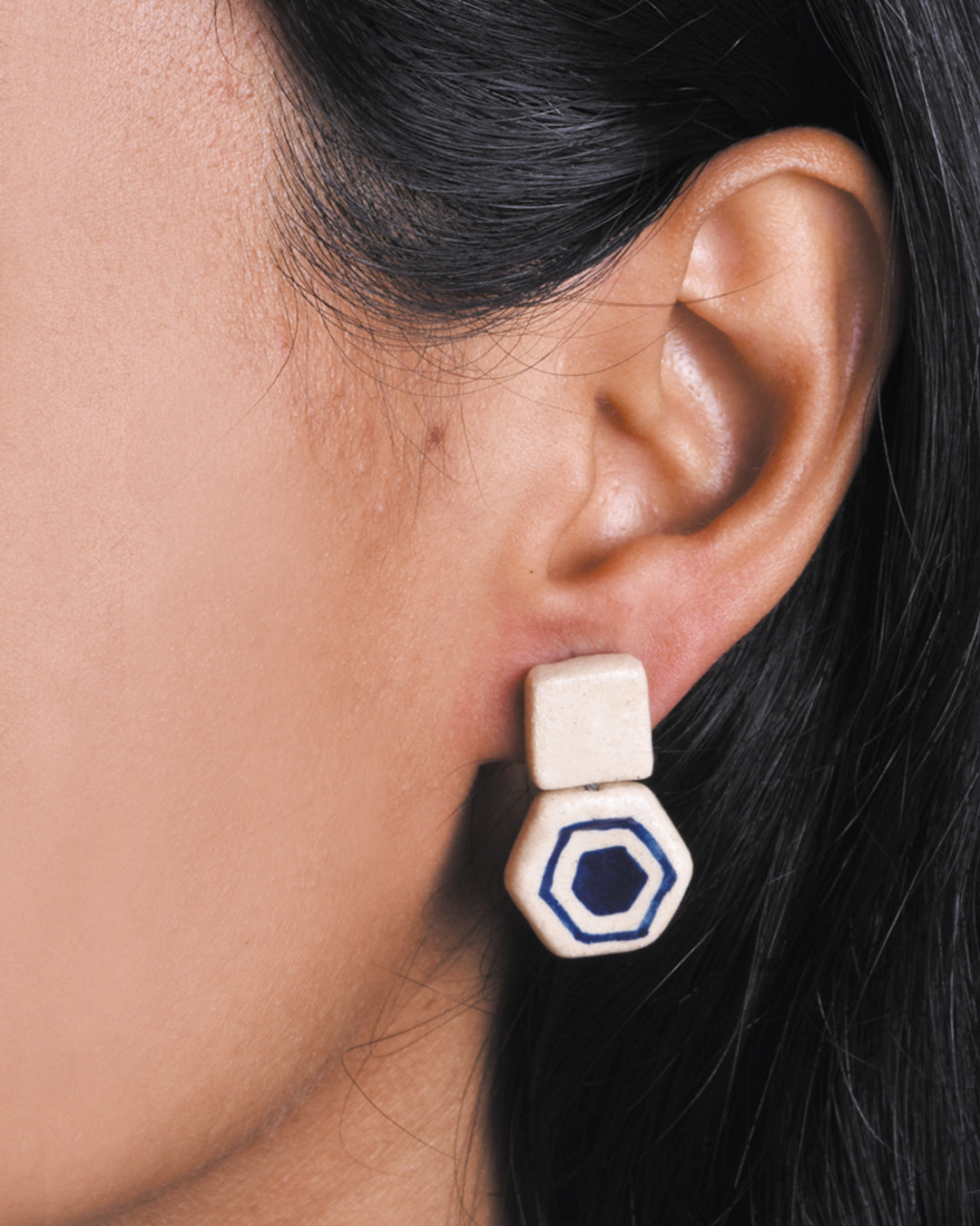 Retro Doodle Earrings Collection-Hexagonal retro Studs -E9