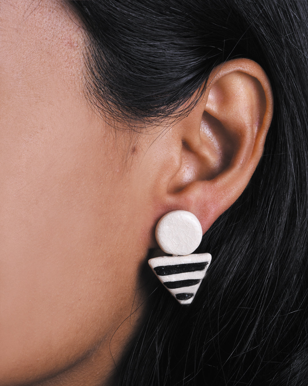 Retro Doodle Earrings Collection-Breton Stripes Studs -E6