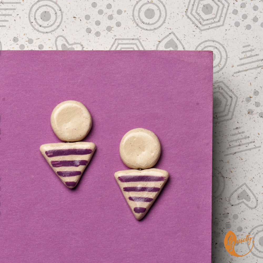 Retro Doodle Earrings Collection-Breton Stripes Studs -E6