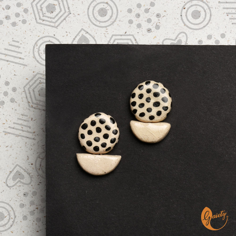 Retro Doodle Earrings Collection-Polka Dot Studs -E10