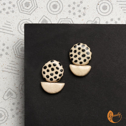 Retro Doodle Earrings Collection-Polka Dot Studs -E10