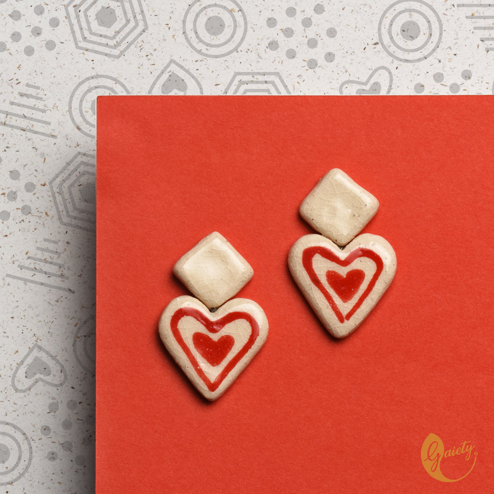 Retro Doodle Earrings Collection-Retro Heart Studs -E8