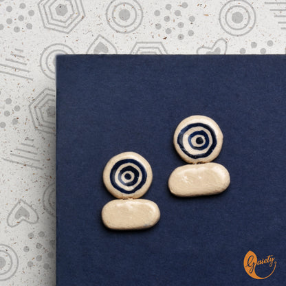 Retro Doodle Earrings Collection-Mod Circles Studs -E7