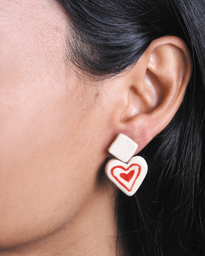 Retro Doodle Earrings Collection-Retro Heart Studs -E8