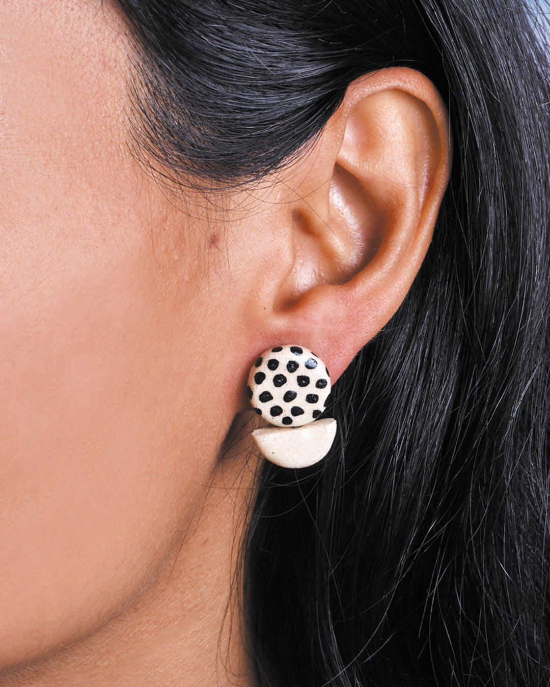 Retro Doodle Earrings Collection-Polka Dot Studs -E10