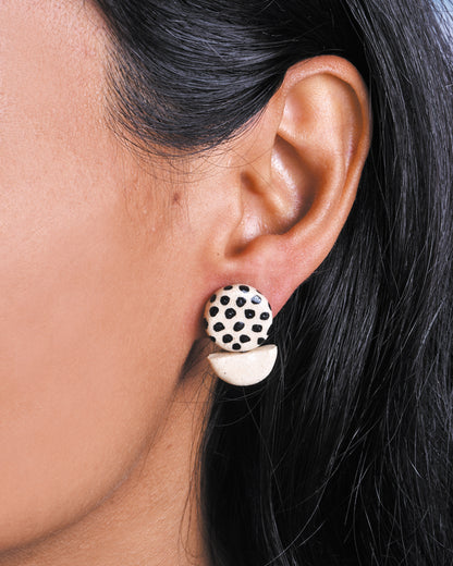 Retro Doodle Earrings Collection-Polka Dot Studs -E10