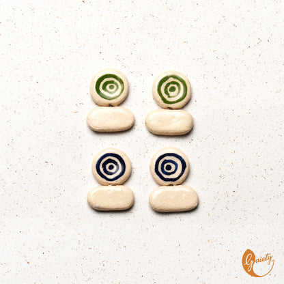 Retro Doodle Earrings Collection-Mod Circles Studs -E7