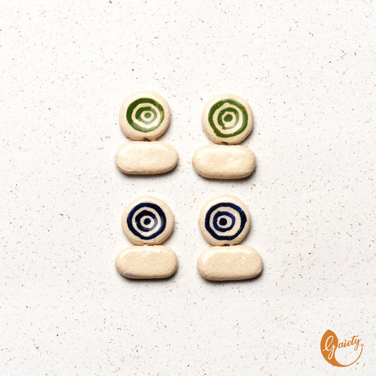 Retro Doodle Earrings Collection-Mod Circles Studs -E7