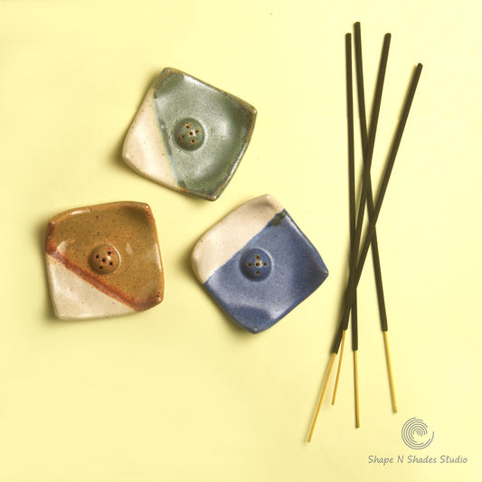 Handmade Ceramic Small Square Shape Incens Stick Holder