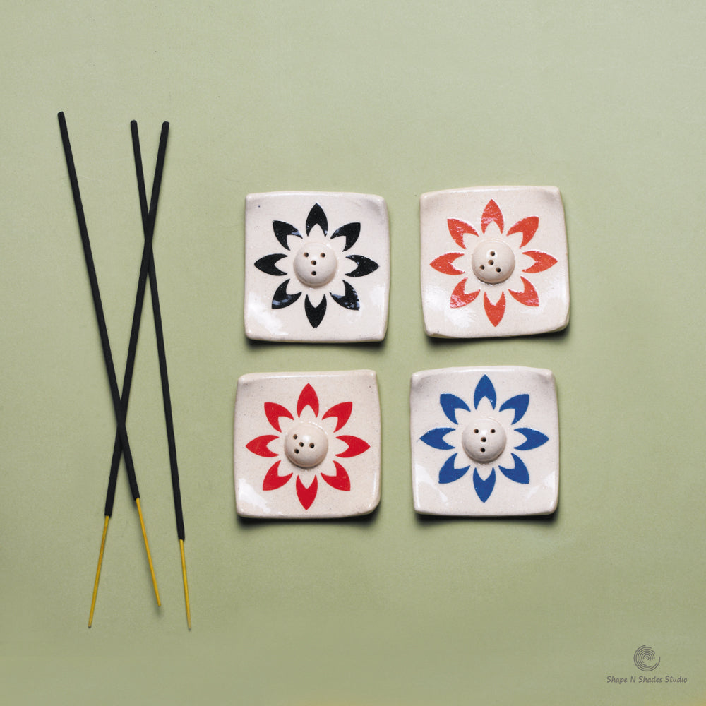 Handmade Ceramic Small Square Shape Incens Stick Holder
