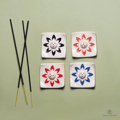 Handmade Ceramic Small Square Shape Incens Stick Holder