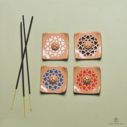 Handmade Ceramic Small Square Shape Incens Stick Holder