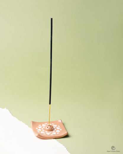 Handmade Ceramic Small Square Shape Incens Stick Holder